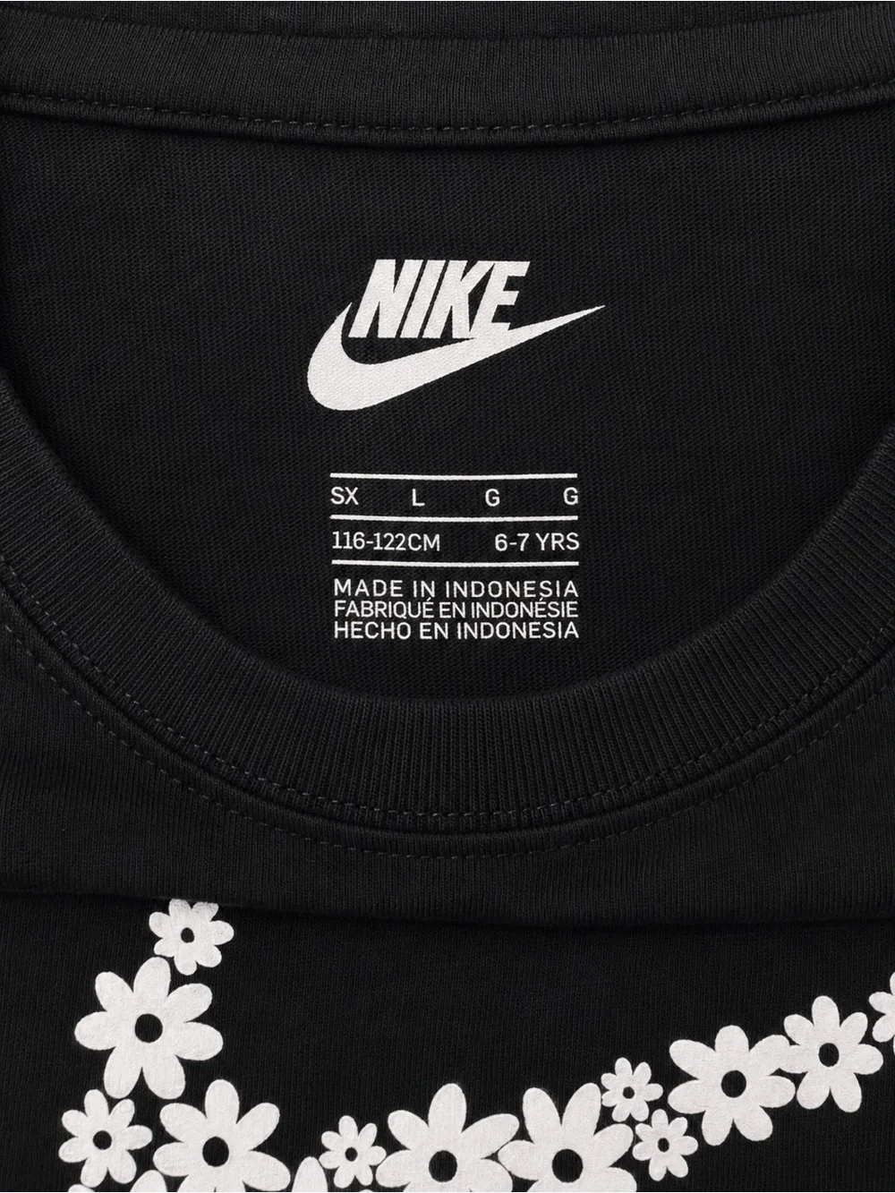 Kids Nike Black Dress with White Floral Swoosh